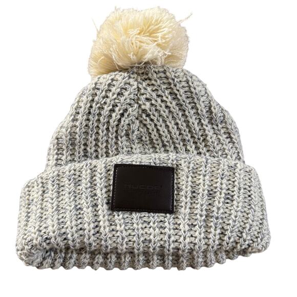 None and/or Unknown Accessories - Nucor Hertford County Pom Beanie Hat Womens Gray Knit Winter Cap